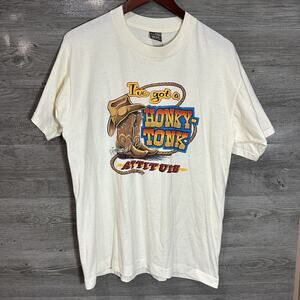 VTG I’ve Got A Honky Tonk Attitude‎ Single Stitch T Shirt USA Large 90s Adult
